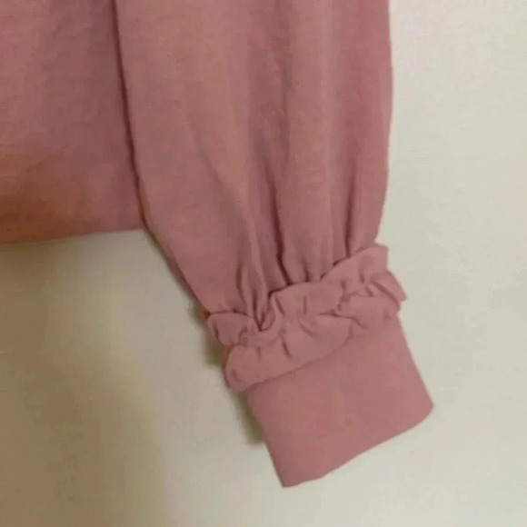 Topshop Womens Pink Large Collar Long Sleeve Ruffle Blouse - Picture 4 of 6